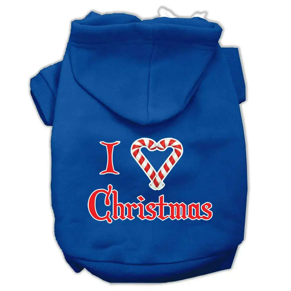 I-Heart-Christmas-Screen-Print-Pet-Hoodies-Blue-Size-Sm-GreatEagleInc-333933693