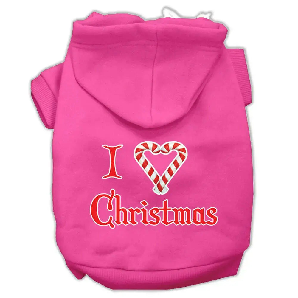 I-Heart-Christmas-Screen-Print-Pet-Hoodies-Bright-Pink-Size-Sm-GreatEagleInc-333933525