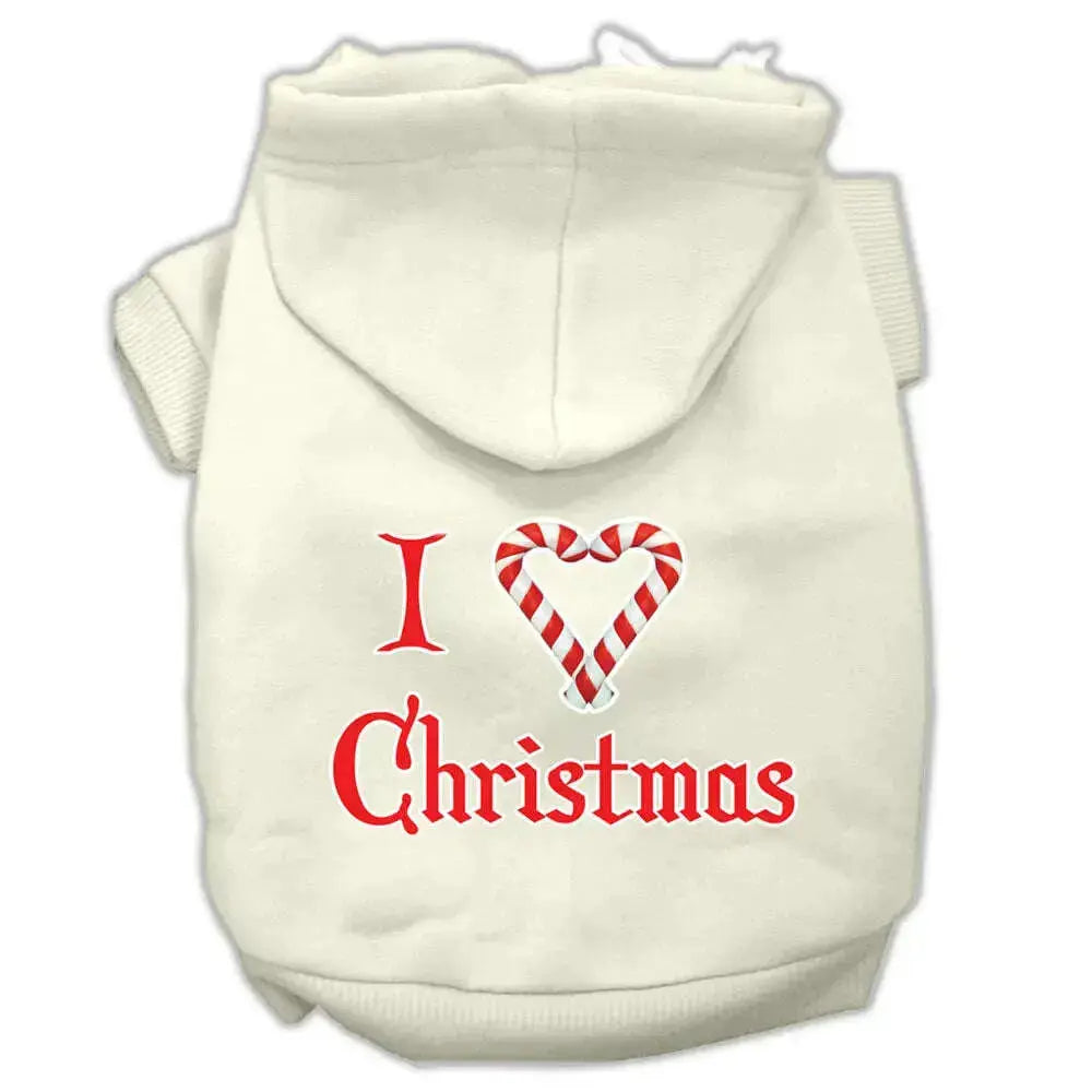I-Heart-Christmas-Screen-Print-Pet-Hoodies-Cream-Size-Sm-GreatEagleInc-333933437