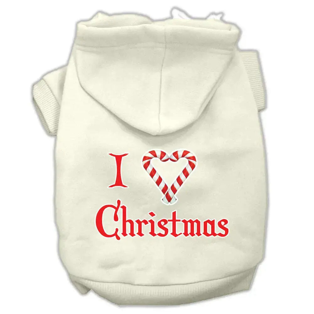 I-Heart-Christmas-Screen-Print-Pet-Hoodies-Cream-Size-Xs-GreatEagleInc-333969530