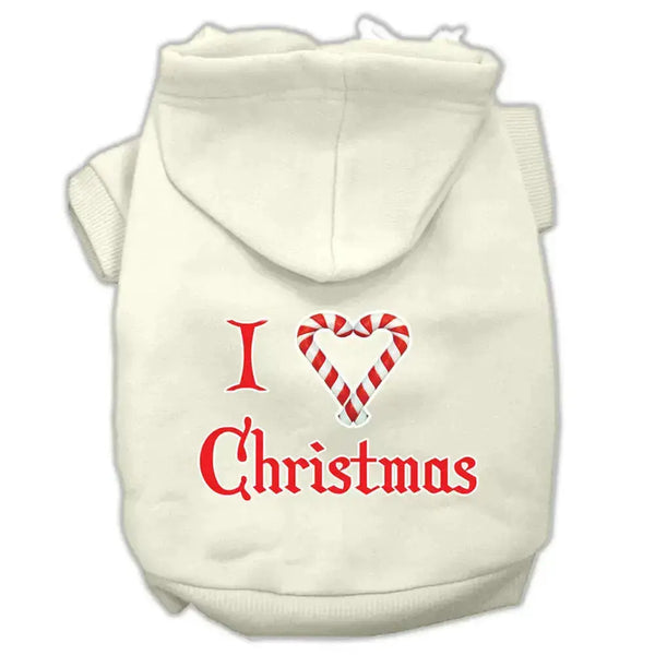 I-Heart-Christmas-Screen-Print-Pet-Hoodies-Cream-Size-Xxxl-GreatEagleInc-333931954