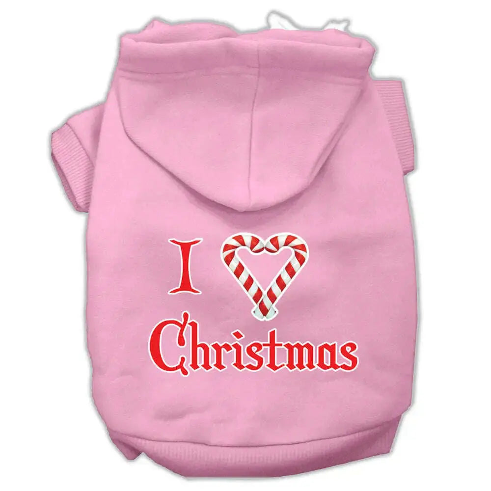 I-Heart-Christmas-Screen-Print-Pet-Hoodies-Light-Pink-Size-Med-GreatEagleInc-333934119