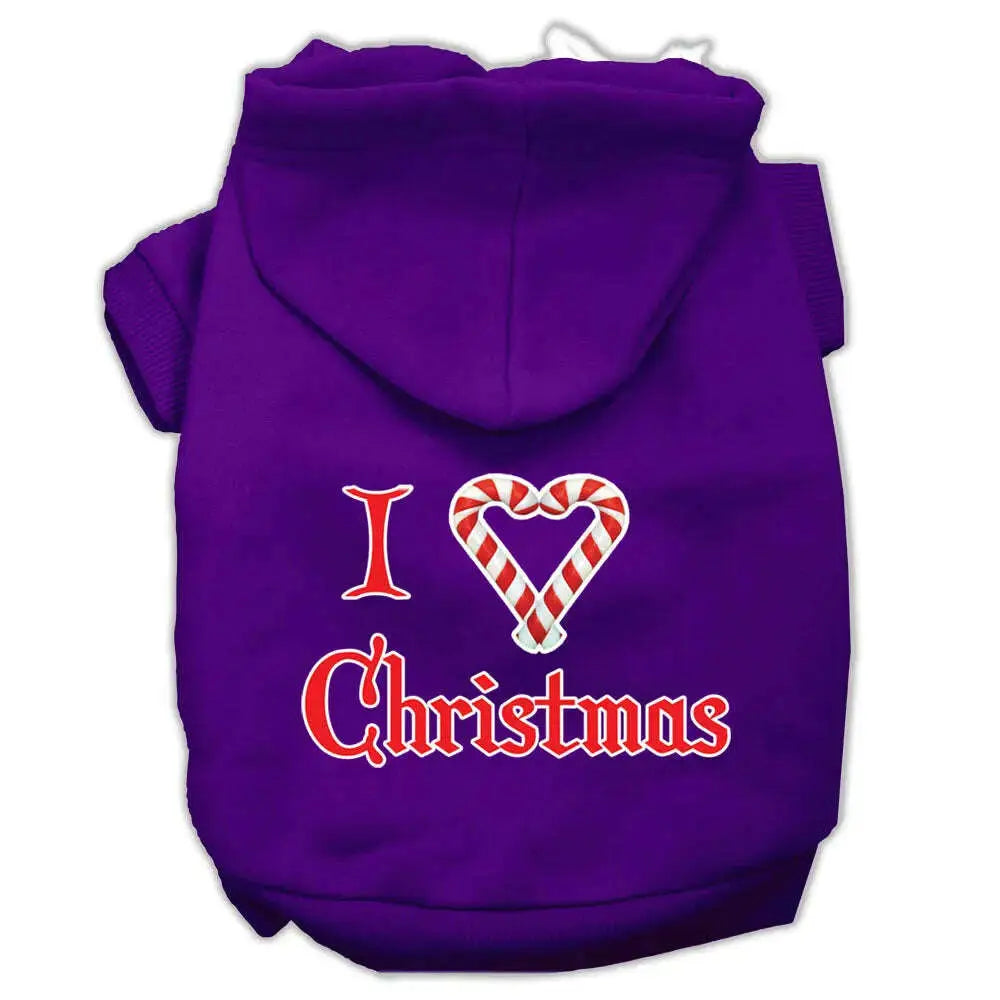 I-Heart-Christmas-Screen-Print-Pet-Hoodies-Purple-Size-Med-GreatEagleInc-333934015