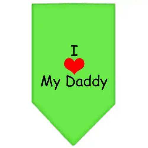 I-Heart-My-Daddy-Screen-Print-Bandana-Lime-Green-Small-GreatEagleInc-318564034