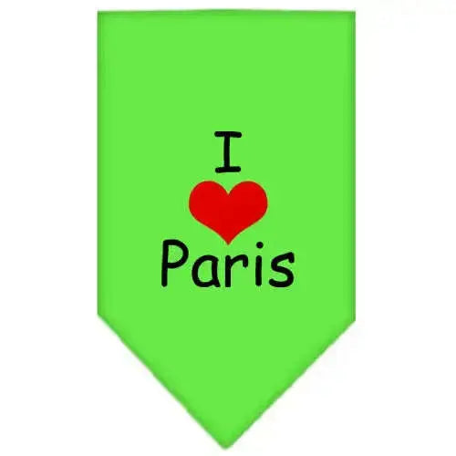 I-Heart-Paris-Screen-Print-Bandana-Lime-Green-Large-GreatEagleInc-318566341