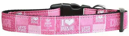 I-Heart-Pink-Nylon-Dog-Collar-Medium-Narrow-GreatEagleInc-333695131