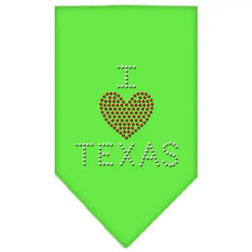 I-Heart-Texas-Rhinestone-Bandana-Lime-Green-Small-GreatEagleInc-319301015