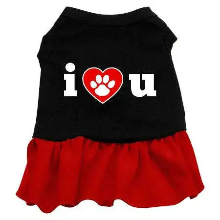I-Heart-You-Screen-Print-Dog-Dress-Black-With-Red-Lg-GreatEagleInc-320044568