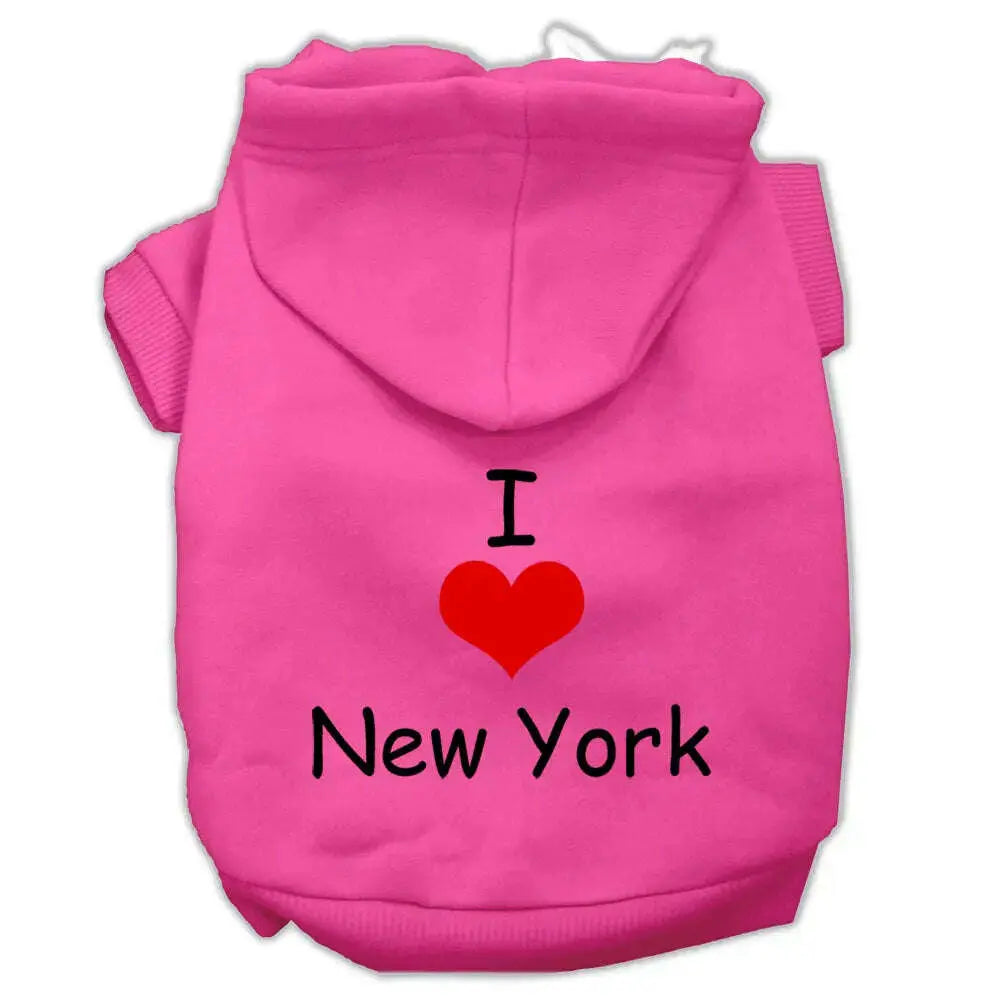I-Love-New-York-Screen-Print-Pet-Hoodies-Bright-Pink-Size-Xxxl-GreatEagleInc-333794750