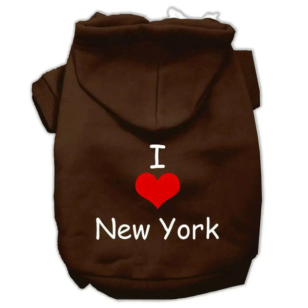 I-Love-New-York-Screen-Print-Pet-Hoodies-Brown-Size-Lg-GreatEagleInc-333796461