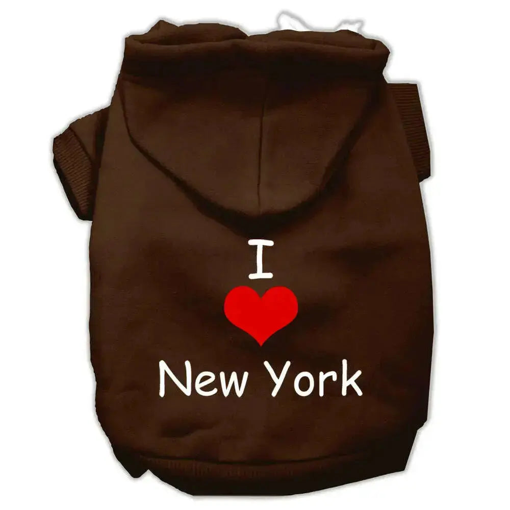 I-Love-New-York-Screen-Print-Pet-Hoodies-Brown-Size-Med-GreatEagleInc-333796056