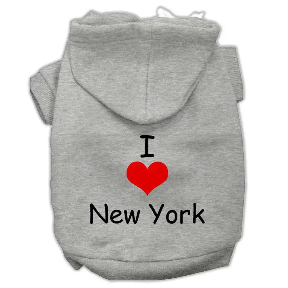 I-Love-New-York-Screen-Print-Pet-Hoodies-Grey-Size-Sm-GreatEagleInc-333795654