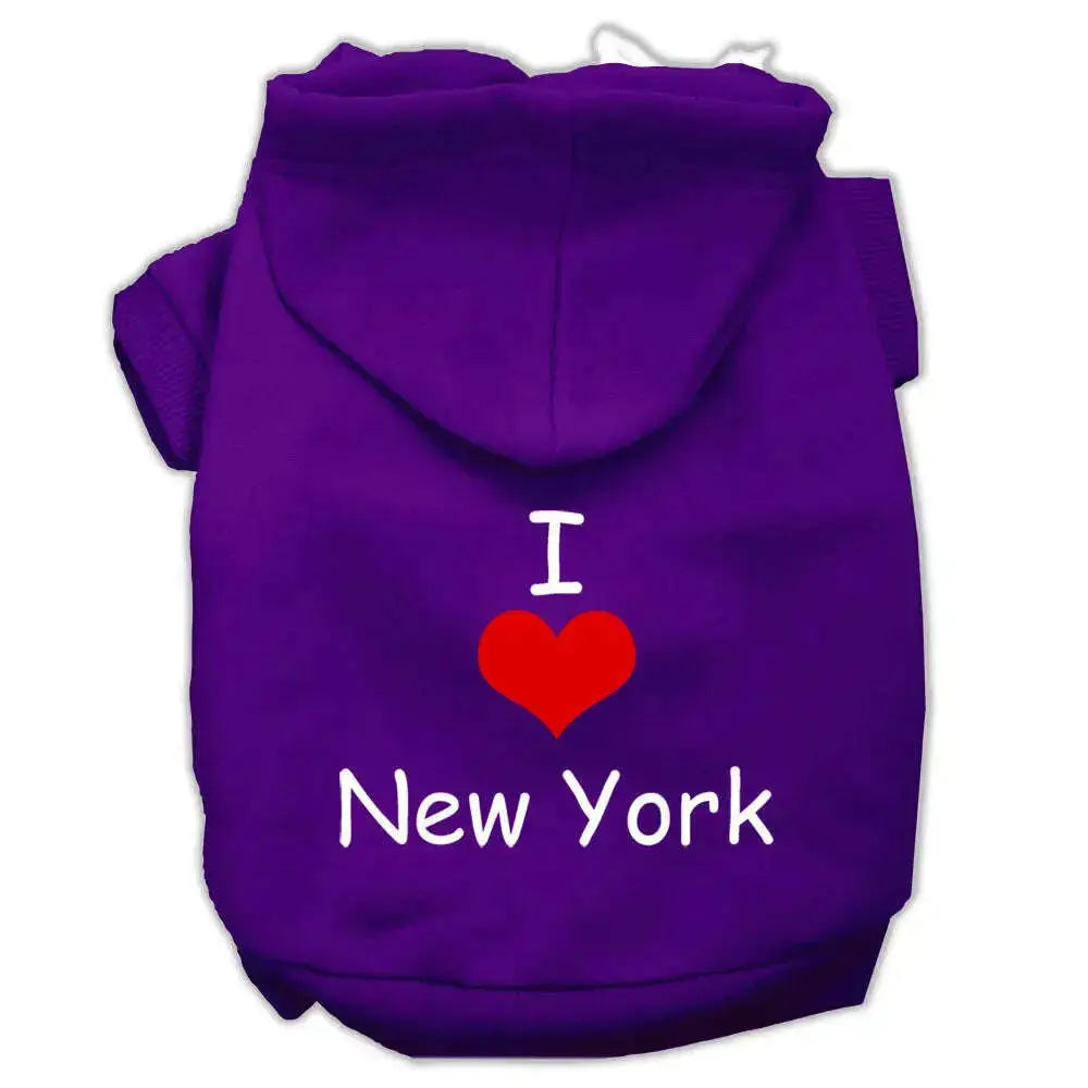 I-Love-New-York-Screen-Print-Pet-Hoodies-Purple-Size-Sm-GreatEagleInc-333795495