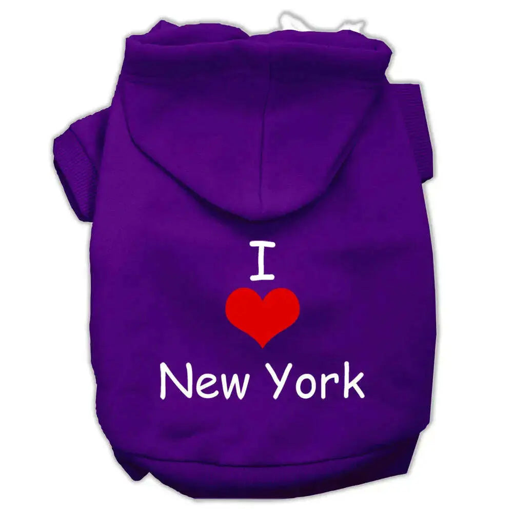 I-Love-New-York-Screen-Print-Pet-Hoodies-Purple-Size-Xl-GreatEagleInc-333795138