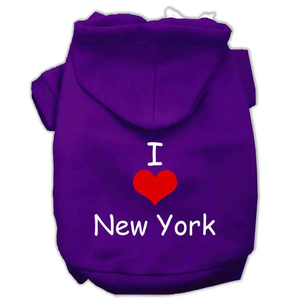 I-Love-New-York-Screen-Print-Pet-Hoodies-Purple-Size-Xl-GreatEagleInc-333795138