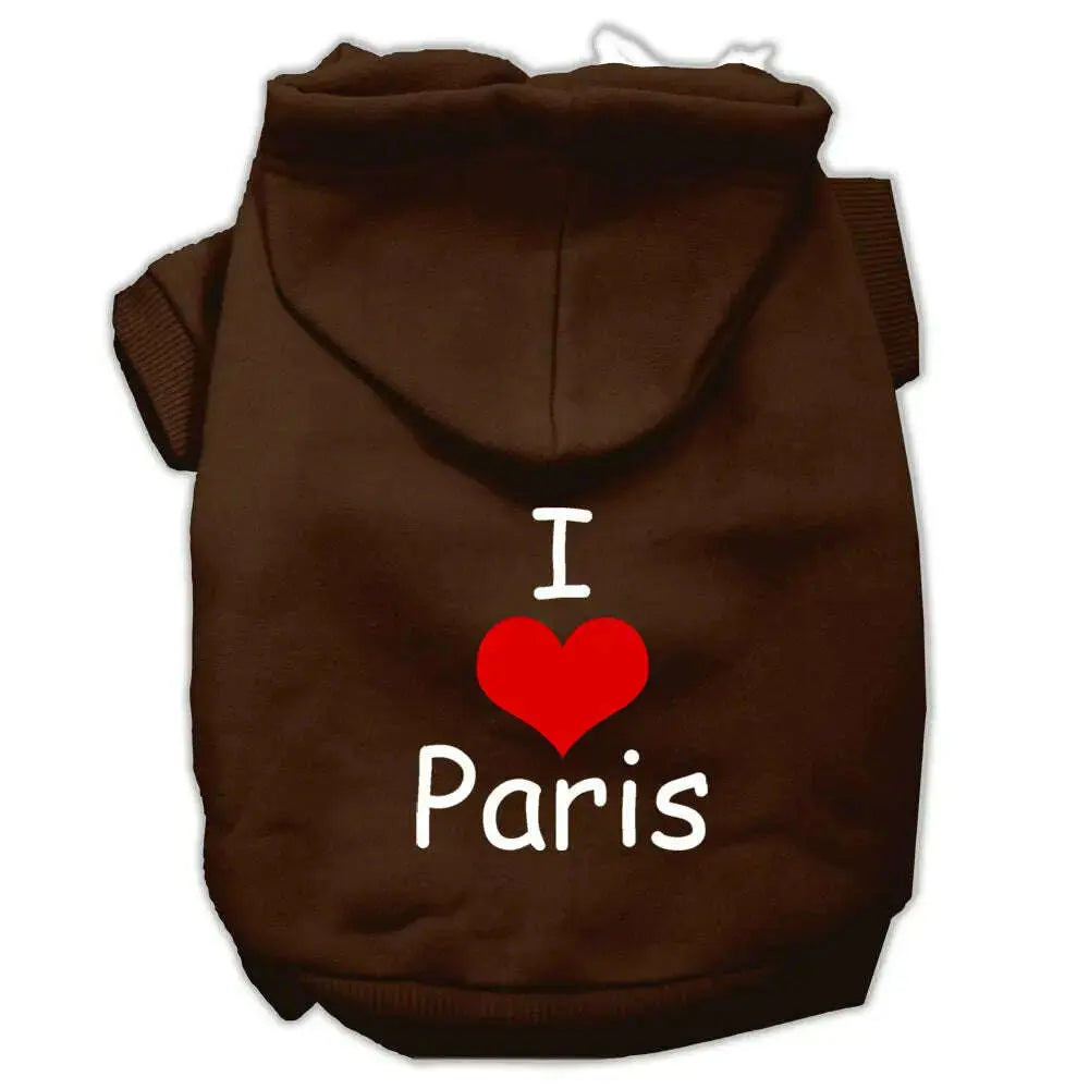 I-Love-Paris-Screen-Print-Pet-Hoodies-Brown-Size-Xs-GreatEagleInc-333792346