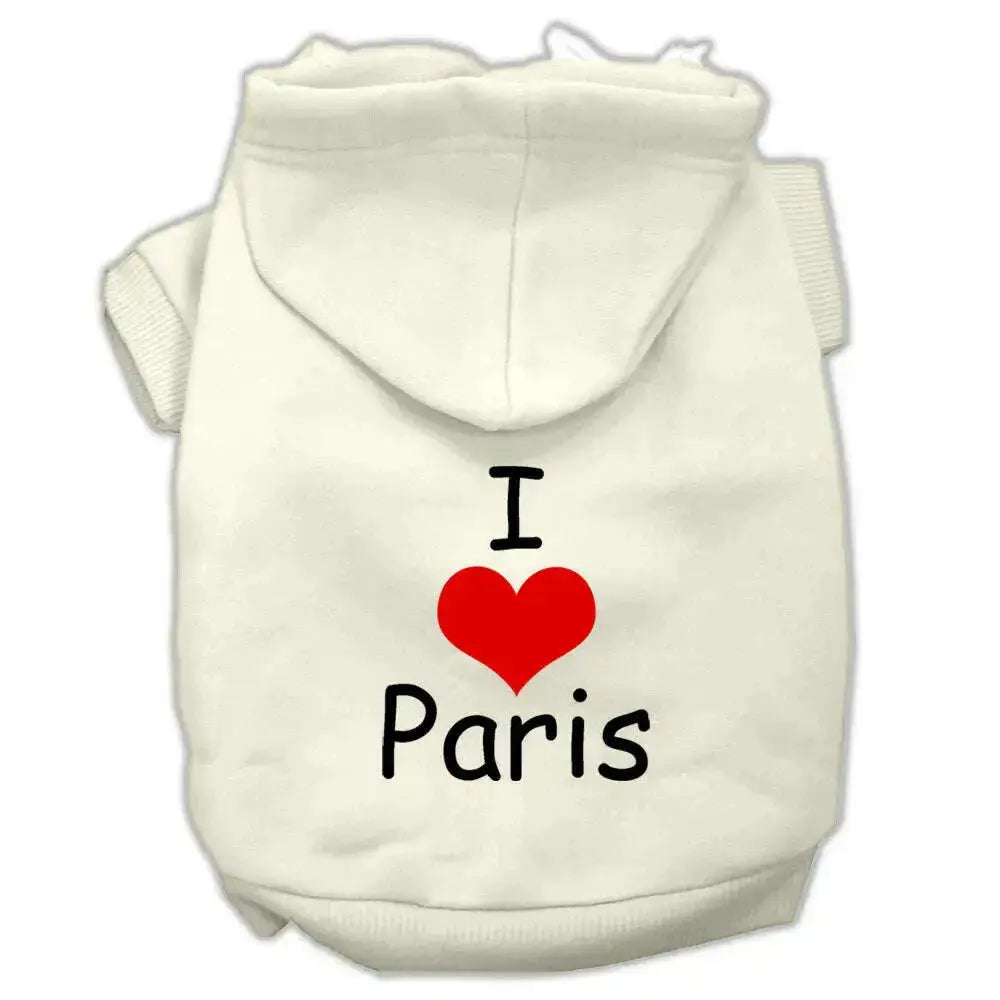 I-Love-Paris-Screen-Print-Pet-Hoodies-Cream-Size-Xl-GreatEagleInc-333792934