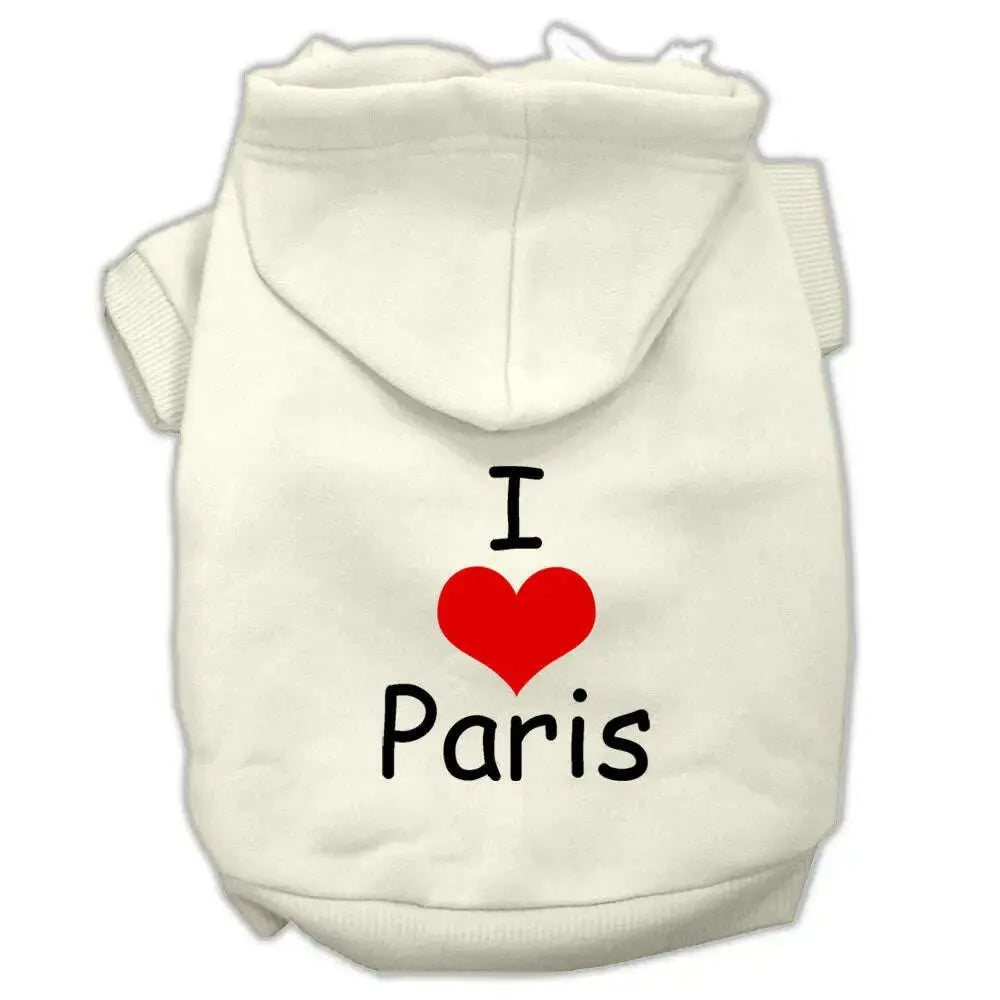 I-Love-Paris-Screen-Print-Pet-Hoodies-Cream-Size-Xxl-GreatEagleInc-333791497