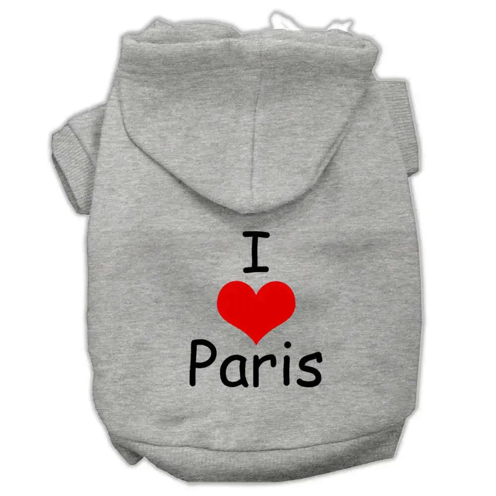 I-Love-Paris-Screen-Print-Pet-Hoodies-Grey-Size-Xl-GreatEagleInc-333792881