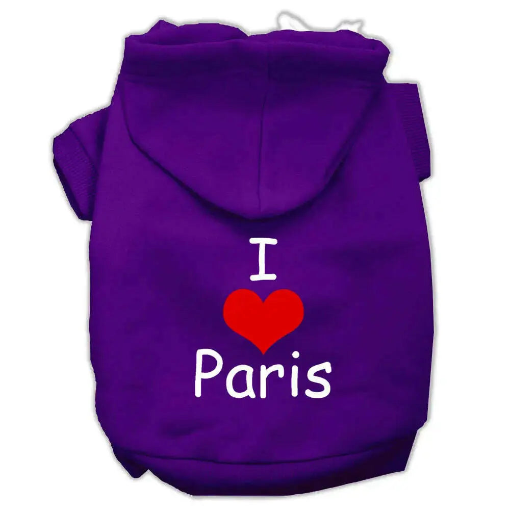 I-Love-Paris-Screen-Print-Pet-Hoodies-Purple-Size-Xl-GreatEagleInc-333792742