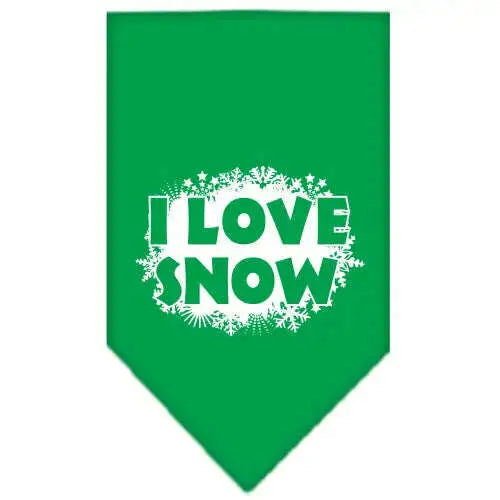 I-Love-Snow-Screen-Print-Bandana-Emerald-Green-Small-GreatEagleInc-319822179