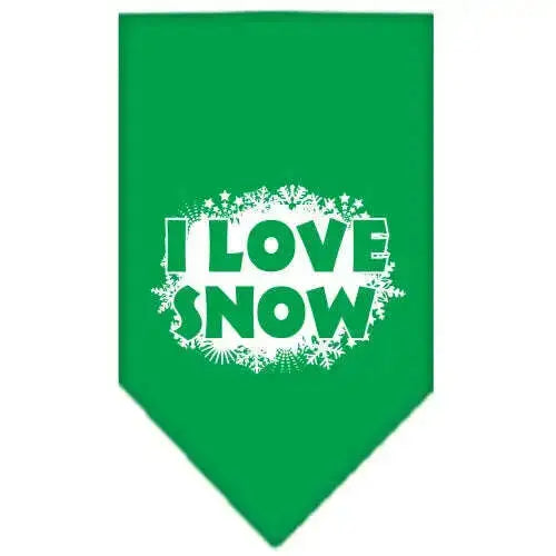 I-Love-Snow-Screen-Print-Bandana-Emerald-Green-Small-GreatEagleInc-319822179