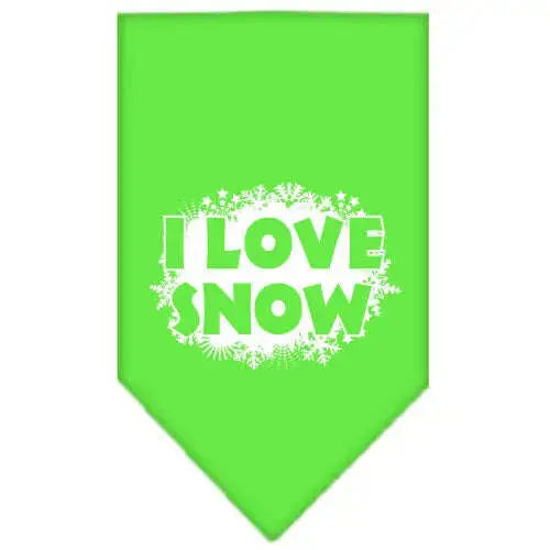 I-Love-Snow-Screen-Print-Bandana-Lime-Green-Large-GreatEagleInc-319823193