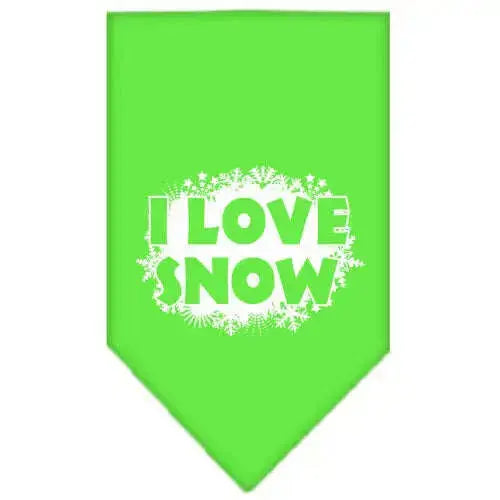 I-Love-Snow-Screen-Print-Bandana-Lime-Green-Small-GreatEagleInc-319821938