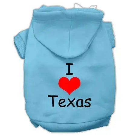I-Love-Texas-Screen-Print-Pet-Hoodies-Baby-Blue-Size-Xs-GreatEagleInc-320160754