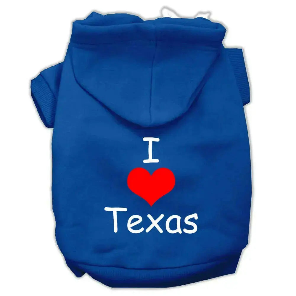 I-Love-Texas-Screen-Print-Pet-Hoodies-Blue-Size-Xxl-GreatEagleInc-320159798