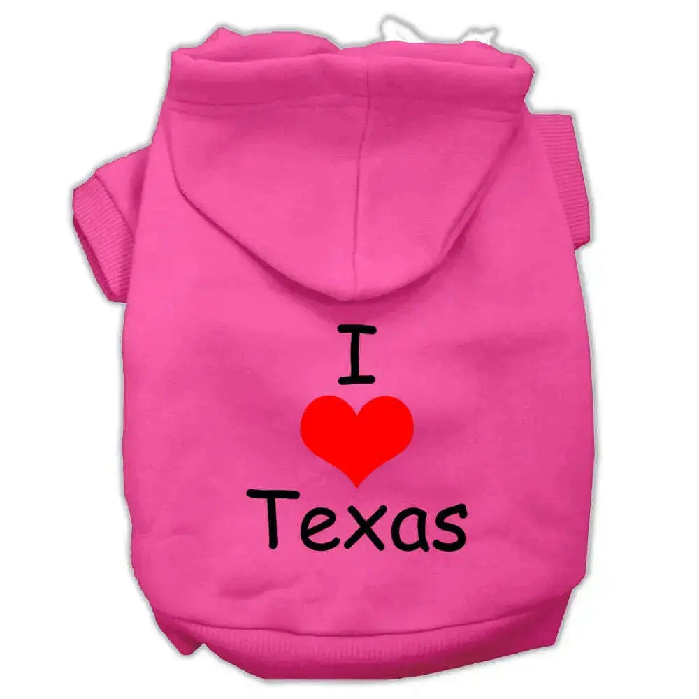 I-Love-Texas-Screen-Print-Pet-Hoodies-Bright-Pink-Size-Xl-GreatEagleInc-320161365