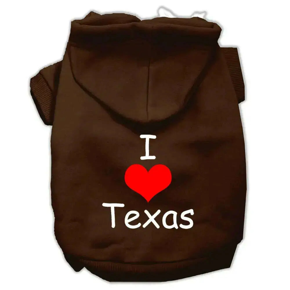 I-Love-Texas-Screen-Print-Pet-Hoodies-Brown-Size-Sm-GreatEagleInc-320162145