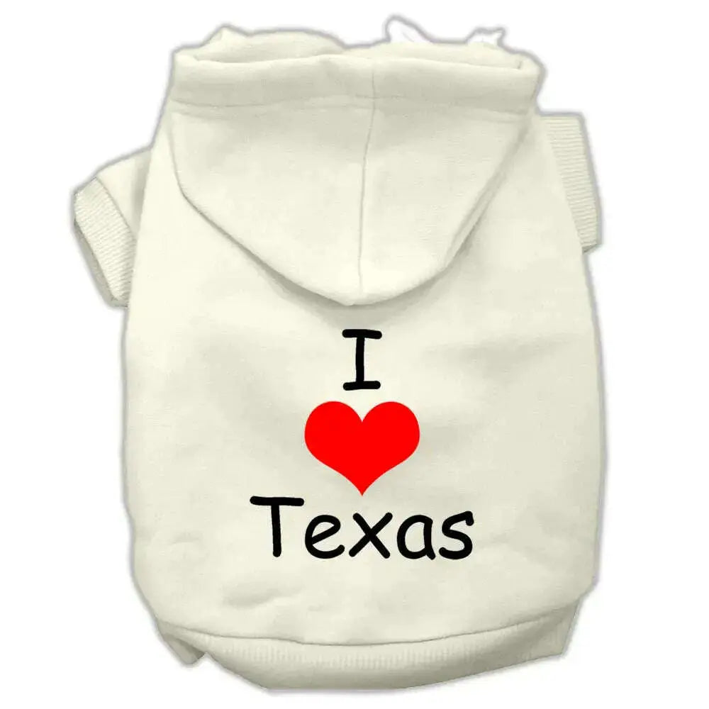 I-Love-Texas-Screen-Print-Pet-Hoodies-Cream-Size-Xl-GreatEagleInc-320161137