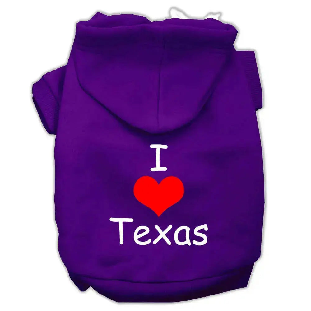 I-Love-Texas-Screen-Print-Pet-Hoodies-Purple-Size-Xxxl-GreatEagleInc-319015431