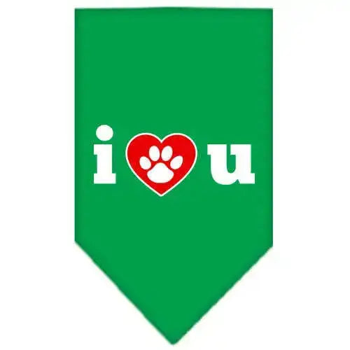 I-Love-U-Screen-Print-Bandana-Emerald-Green-Small-GreatEagleInc-333917297