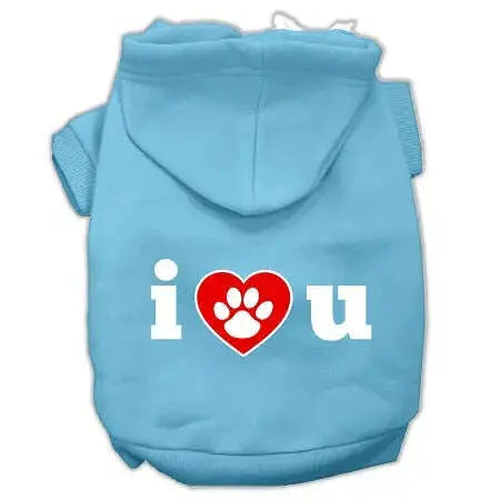 I-Love-U-Screen-Print-Pet-Hoodies-Baby-Blue-Size-Lg-GreatEagleInc-333924938