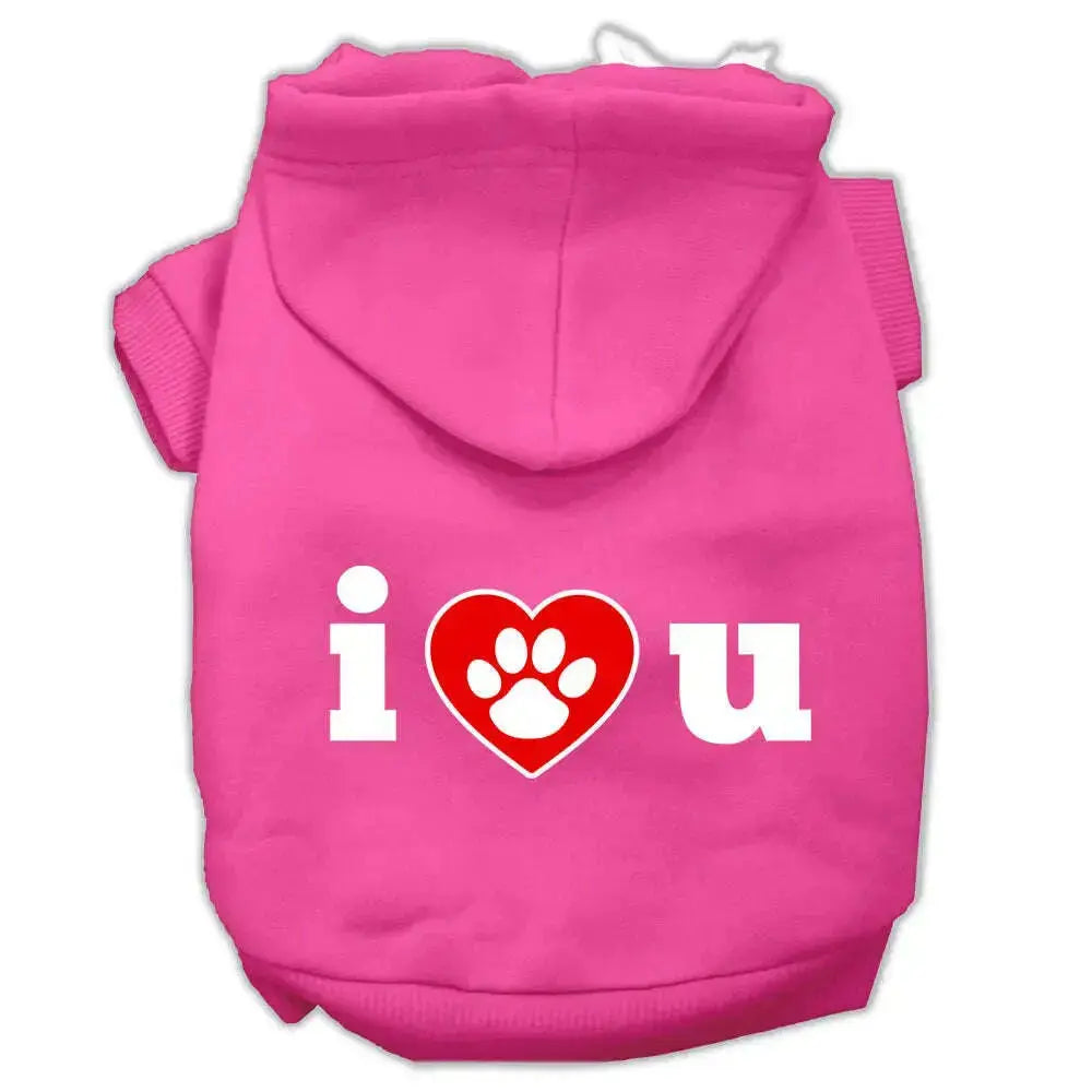 I-Love-U-Screen-Print-Pet-Hoodies-Bright-Pink-Size-Xl-GreatEagleInc-319793862