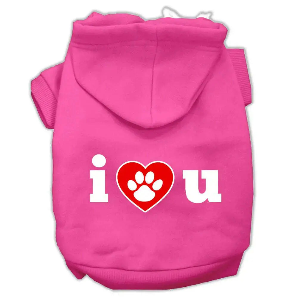 I-Love-U-Screen-Print-Pet-Hoodies-Bright-Pink-Size-Xxl-GreatEagleInc-319792339