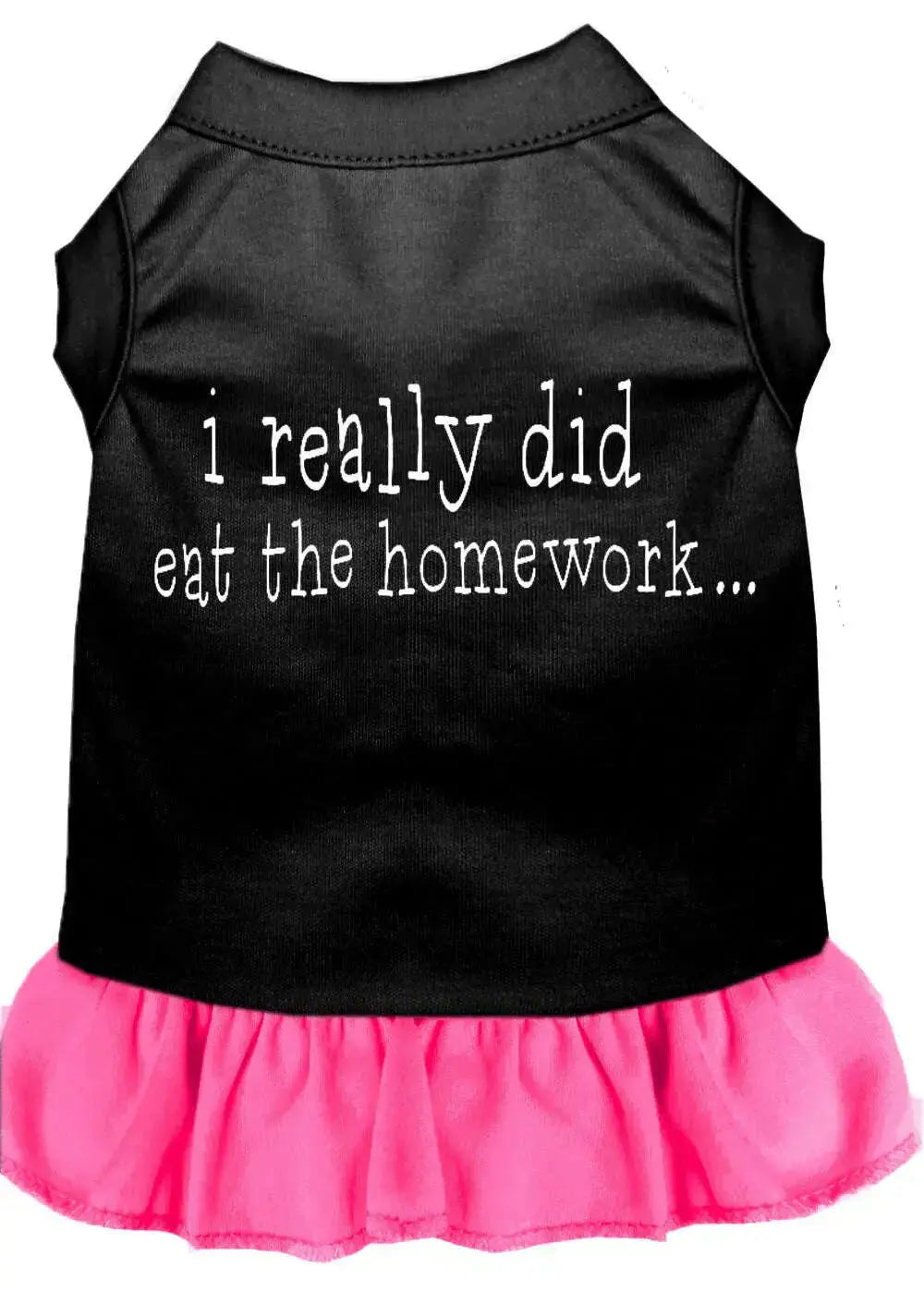 I-Really-Did-Eat-The-Homework-Screen-Print-Dress-Black-With-Bright-Pink-Xxxl-GreatEagleInc-318700968