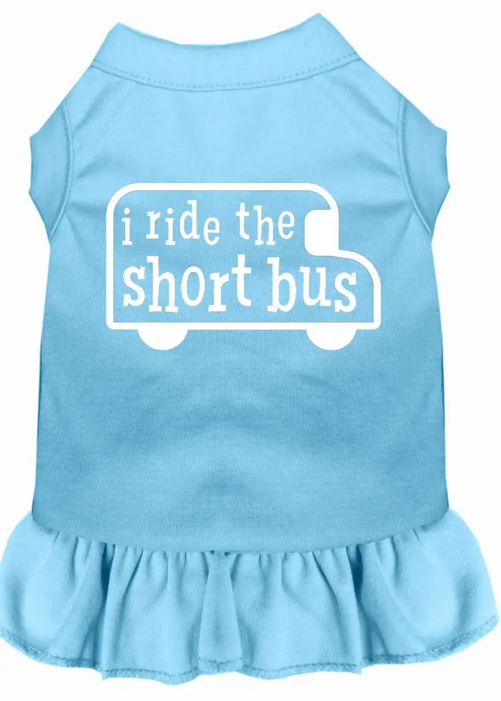 I-Ride-The-Short-Bus-Screen-Print-Dress-Baby-Blue-Med-GreatEagleInc-333866938
