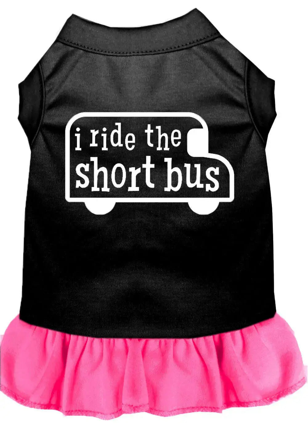 I-Ride-The-Short-Bus-Screen-Print-Dress-Black-With-Bright-Pink-Xxxl-GreatEagleInc-320091660