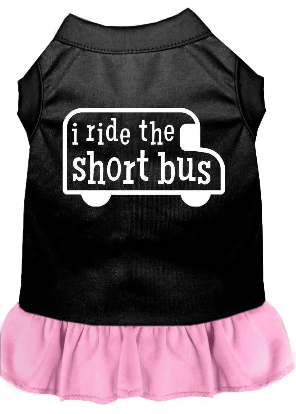 I-Ride-The-Short-Bus-Screen-Print-Dress-Black-With-Light-Pink-Xs-GreatEagleInc-320204645