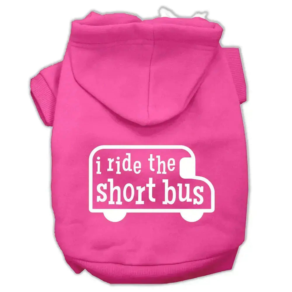 I-Ride-The-Short-Bus-Screen-Print-Pet-Hoodies-Bright-Pink-Size-S-GreatEagleInc-319846226