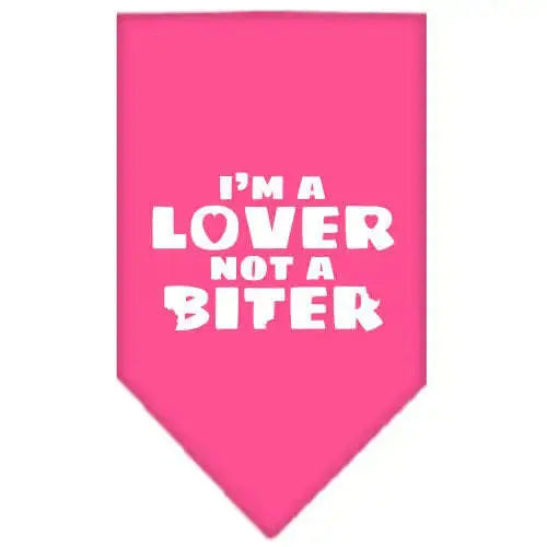 I_m-A-Lover-Not-A-Biter-Screen-Print-Bandana-Bright-Pink-Small-GreatEagleInc-319339288