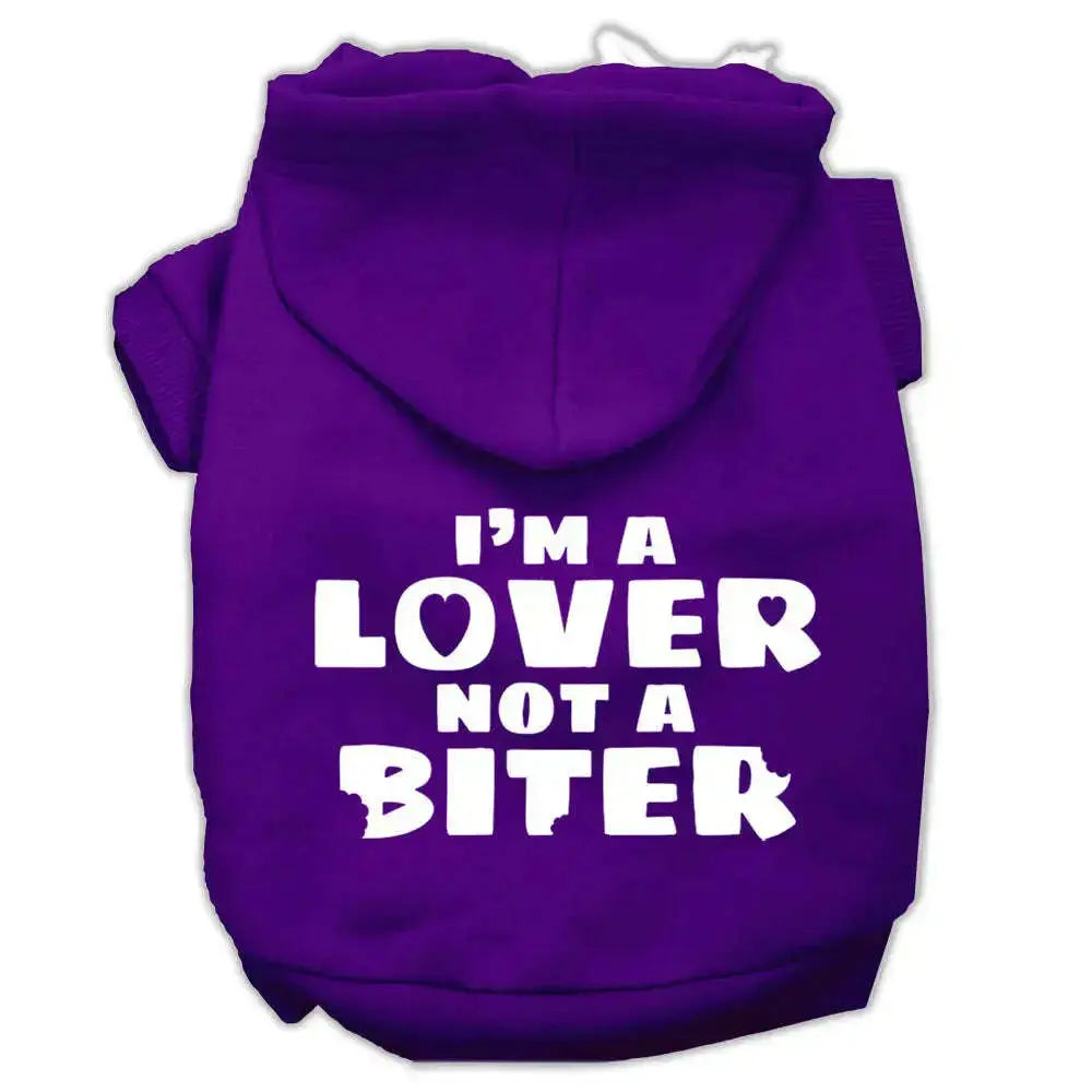I_m-A-Lover-Not-A-Biter-Screen-Printed-Dog-Pet-Hoodies-Purple-Size-Med-GreatEagleInc-319018985