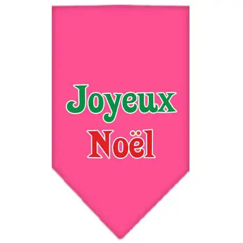Joyeux-Noel-Screen-Print-Bandana-Bright-Pink-Small-GreatEagleInc-333815360