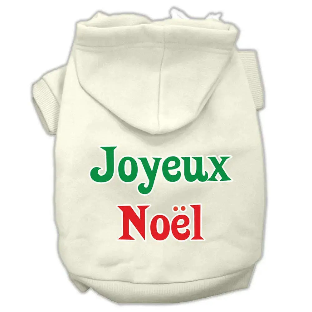 Joyeux-Noel-Screen-Print-Pet-Hoodies-Cream-Size-M-GreatEagleInc-333968258