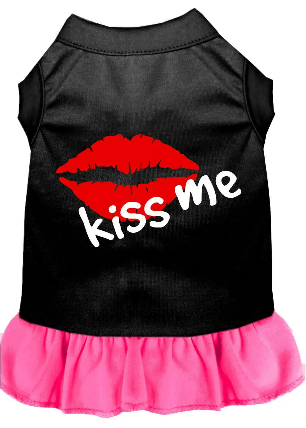 Kiss-Me-Screen-Print-Dress-Black-With-Bright-Pink-Xxl-GreatEagleInc-319248680
