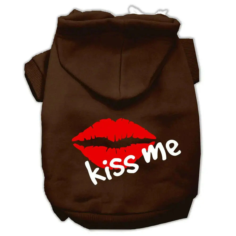 Kiss-Me-Screen-Print-Pet-Hoodies-Brown-Size-Lg-GreatEagleInc-319790464