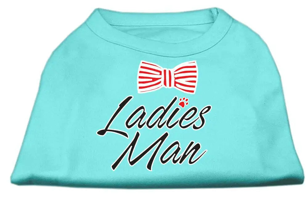 Ladies-Man-Screen-Print-Dog-Shirt-Aqua-Sm-GreatEagleInc-334274373